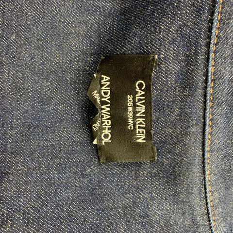 CALVIN KLEIN 205W39NYC by RAF SIMONS x Andy Warhol Size M Indigo & Blue Sandra Brant Painted Cotton Denim Set