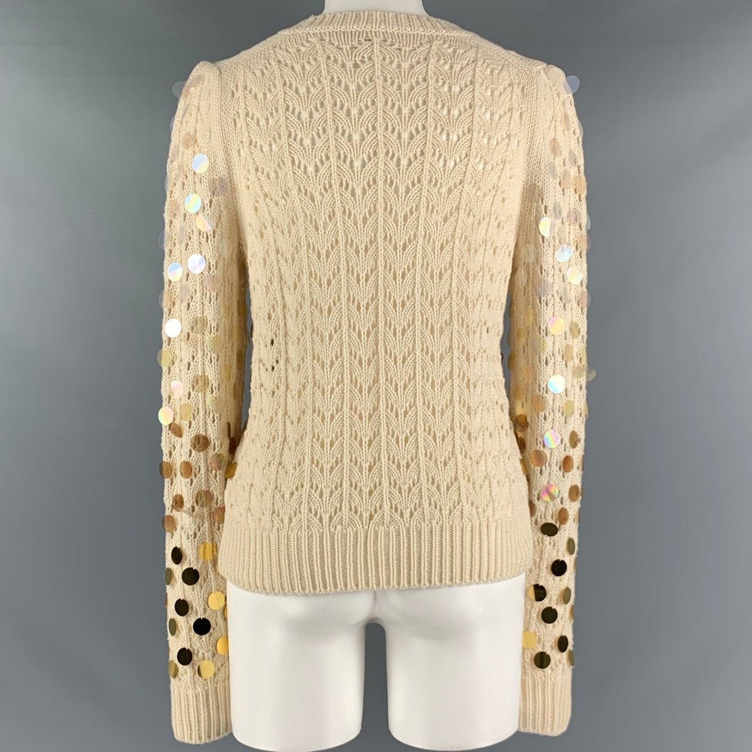 MARC JACOBS Size M Cream Gold Wool Cashmere Payettes Sweater