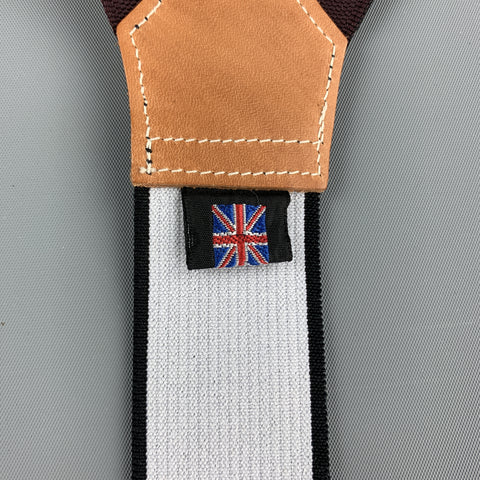 THURSTON LONDON Burgundy Leather Suspenders