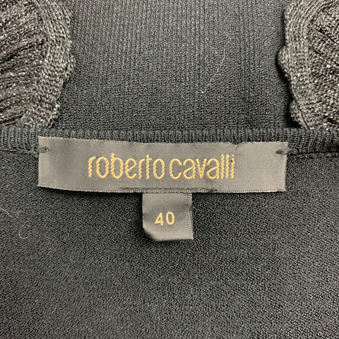 ROBERTO CAVALLI Size 4 Black Jersey Embellishment Viscose / Polyester Dress Top