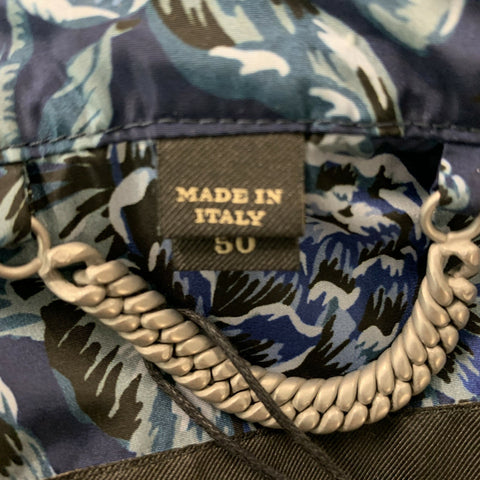 BURBERRY Size M Blue Floral Nylon Windbreaker Jacket