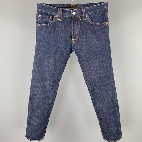 CYCLE Size 31 Indigo Contrast Stitch Denim Button Fly Jeans