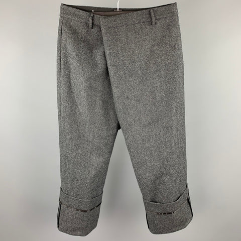 R13 Size 32 Charcoal Heather Wool Overlap Cropped Dress Pants
