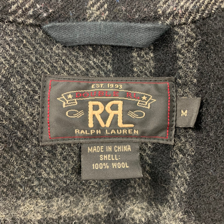 RRL by RALPH LAUREN Size M Black & Grey Plaid Wool Snaps Jacket