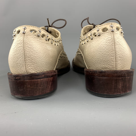 CALLEEN CORDERO Size 7.5 Gold Metallic Perforated Studded Leather Brogues