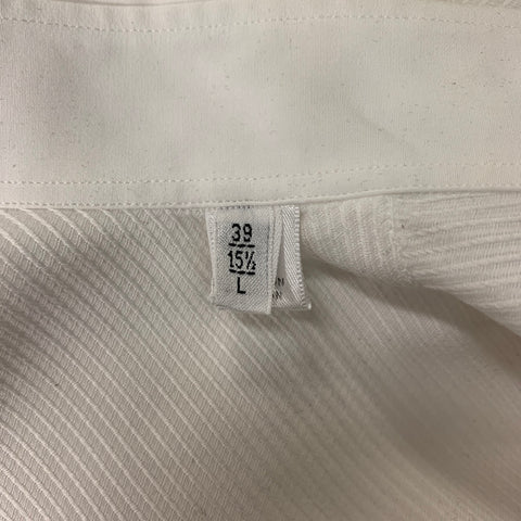 ARMANI COLLEZIONI Size L White Diagonal Stripe Cotton French Cuff Long Sleeve Shirt