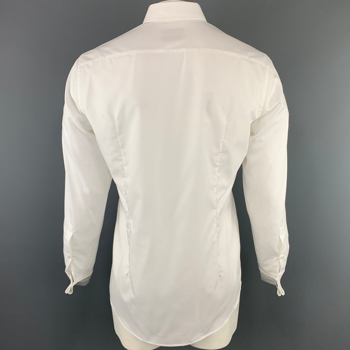 HUGO BOSS Size L White Solid Cotton French Cuff Long Sleeve Shirt