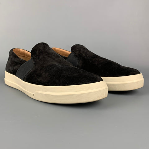 Mocasines sin cordones de ante blanco y negro talla 10 VINCE