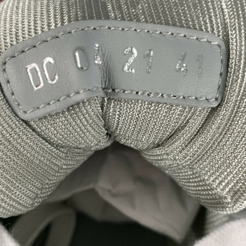 DIOR Size 8 White Grey Logo Leather High Top Sneakers