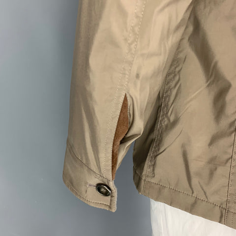 LORO PIANA Size XL Taupe Polyester Hidden Placket Jacket