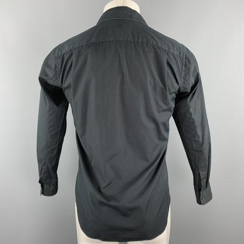 COMME des GARCONS HOMME PLUS Size XS Black Pleated Cotton Long Sleeve Shirt