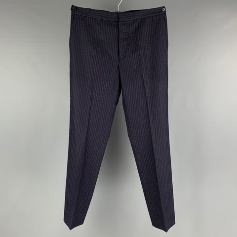 MIU MIU Size 36 Black Pink Pinstripe Wool Blend Flat Front Dress Pants
