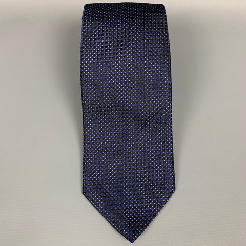 BRIONI Navy & Black Dots Silk Tie