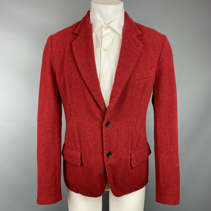 DOLCE &amp; GABBANA Talla 38 Abrigo deportivo con solapa de muesca de lana de tweed rojo