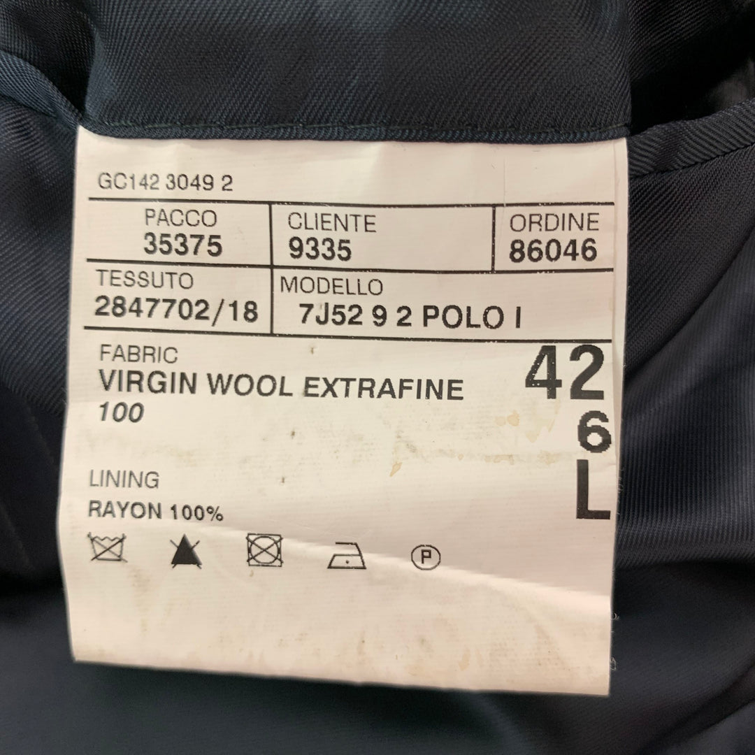 POLO de RALPH LAUREN Talla 42 Abrigo deportivo largo con solapa de muesca de lana a rayas azul marino