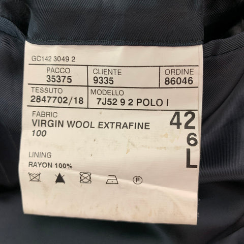 POLO par RALPH LAUREN Taille 42 Long manteau de sport à revers cranté en laine à rayures marine