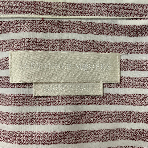 ALEXANDER MCQUEEN Size 40 Burgundy &  White Stripe Cotton Long Sleeve Shirt