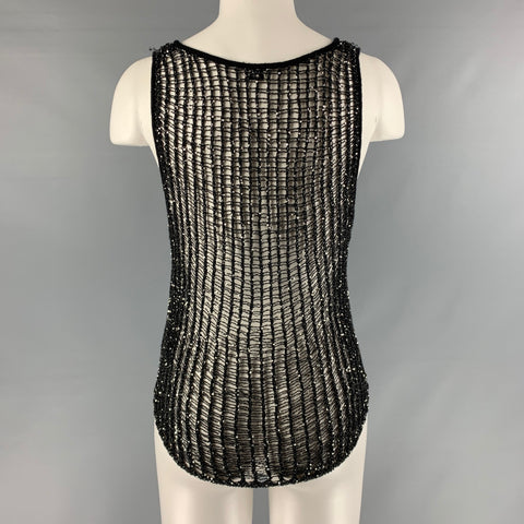 SAINT LAURENT Taille XS Débardeur tricoté en mélange de polyester Noir Haut décontracté