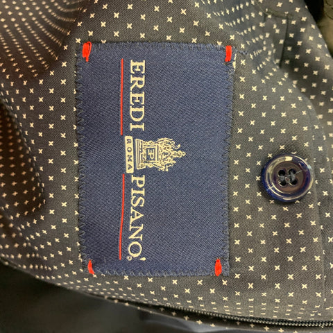 EREDI PISANO Size L Navy Cotton Buttoned Hooded Coat