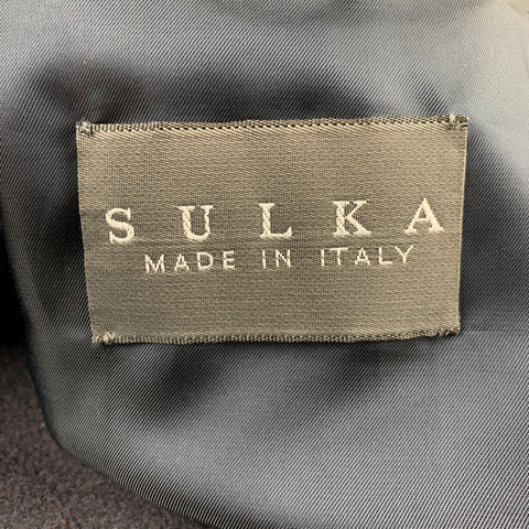 SULKA Size 40 Navy Blue Cashmere Buttoned Long Coat
