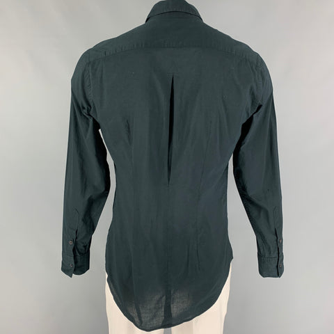 PAUL SMITH Size L Black Silver Sequined Cotton Button Up Long Sleeve Shirt