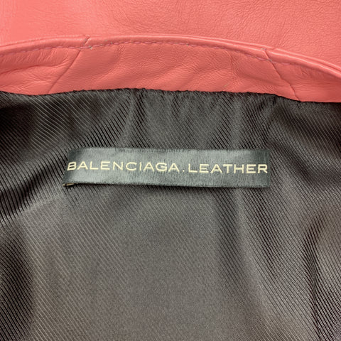 BALENCIAGA Size 6 Pink Quilted Leather Moto Biker Jacket