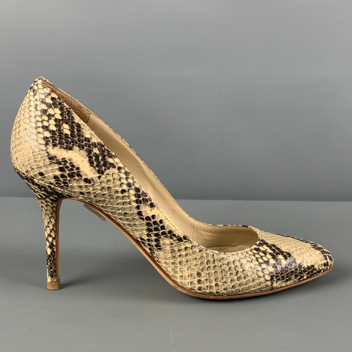 JIMMY CHOO Size 7 Beige Snakeskin Stiletto Pumps