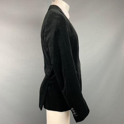 DSQUARED2 Size 40 Black Velvet Cotton Peak Lapel Sport Coat