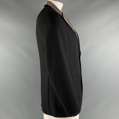 ALEXANDER MCQUEEN Size 42 Black Studded Wool  Mohair Sport Coat