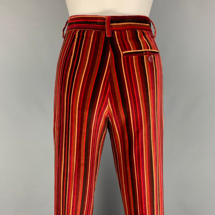 AGNÈS B. Size 8 Multi-Color Cotton Stripe Zip Fly Dress Pants