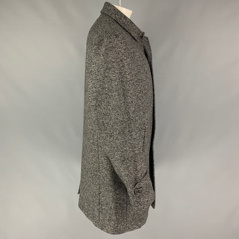 OLIVER SPENCER Size 46 Grey Black Heather Wool Buttoned Coat