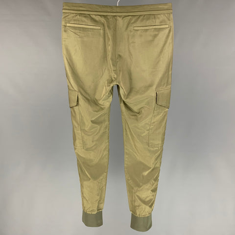 PAUL SMITH Size 32 Olive Cotton / Cupro Drawstring Casual Pants
