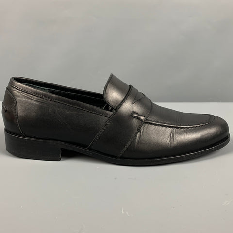 HARRYS OF LONDON Size 11 Black Leather Penny Loafers