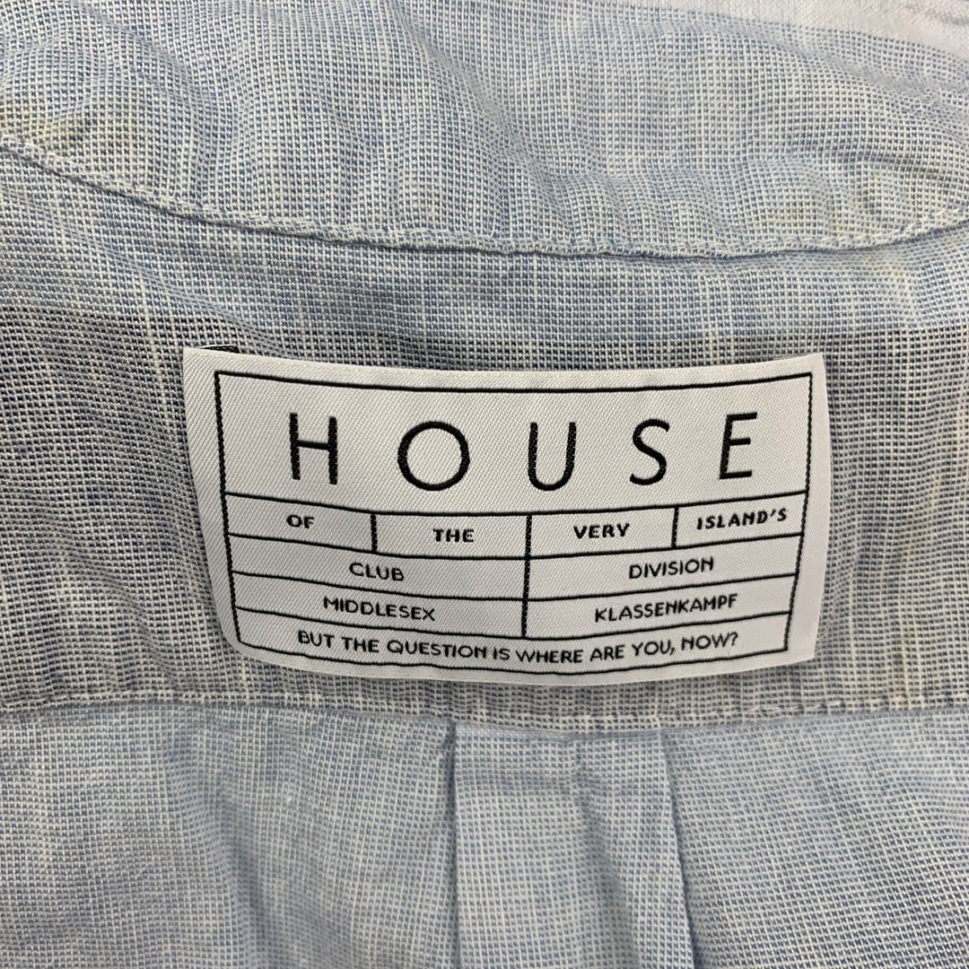 HOUSE OF THE VERY ISLAND'S Taille S Chemise à manches courtes à rayures bleu clair et gris