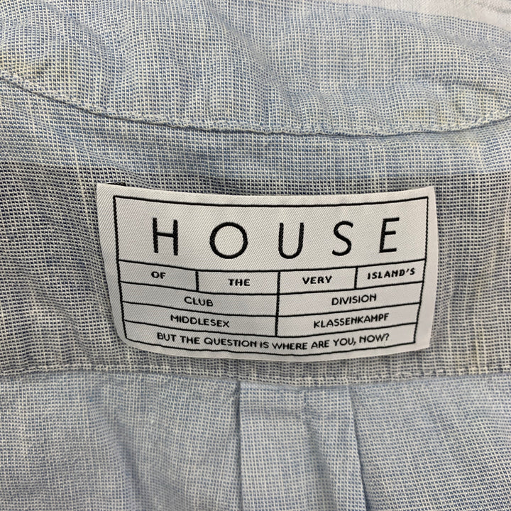 HOUSE OF THE VERY ISLAND'S Taille S Chemise à manches courtes à rayures bleu clair et gris