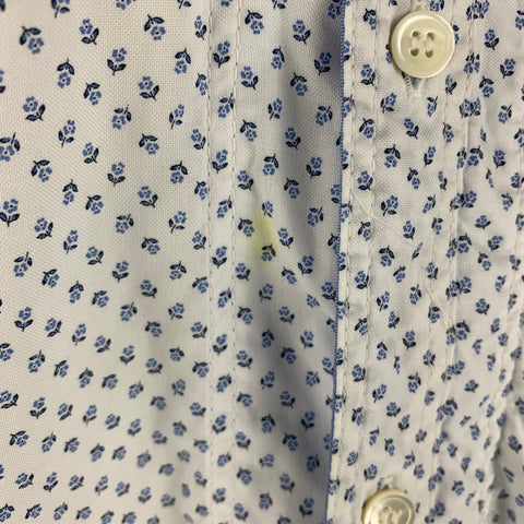 JUNYA WATANABE Size M White Blue Print Cotton Open Collar Long Sleeve Shirt