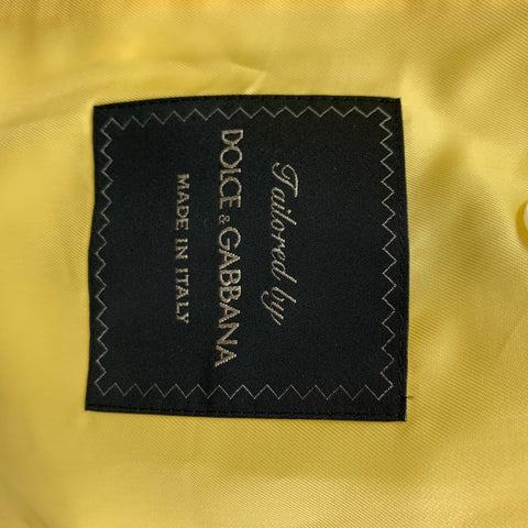 DOLCE & GABBANA Size 48 Yellow Wool Peak Lapel Suit