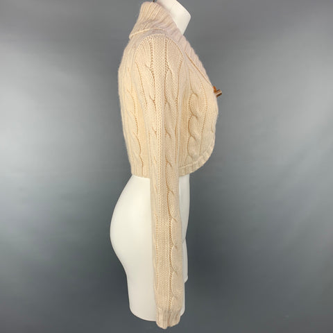 RALPH LAUREN Blue Label Size M Cream Knitted Cashmere / Wool Cardigan