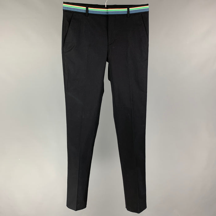 WALTER VAN BEIRENDONCK Size 32 Black Wool Polyester Zip Fly Dress Pants