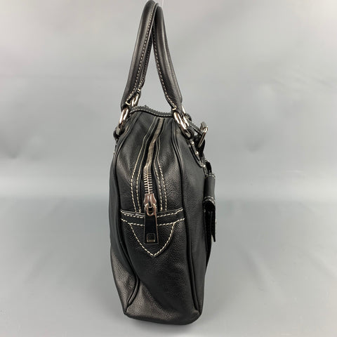 MARC JACOBS Black Contrast Stitching Leather Top Handles Handbag