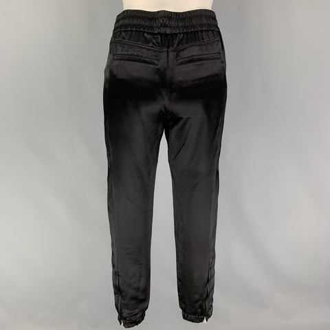 SAINT LAURENT Size 2 Black Silk Elastic Waistband Dress Pants