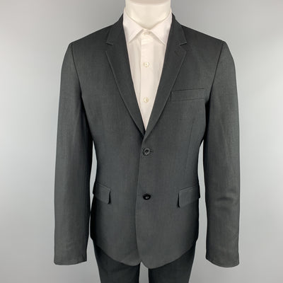 MARC JACOBS Size 38 Solid Black Wool Blend Woven Notch Lapel Suit