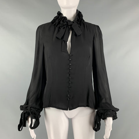 TULEH Taille M Haut de robe blouson à volants noir
