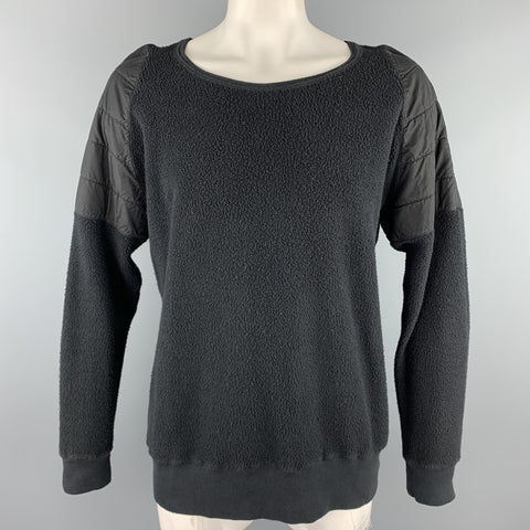 OAK Size XL Black Textured Cotton Crew-Neck Sweatshirt