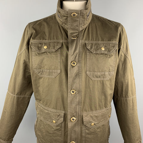 KUHL Chaqueta con botones y cremallera en mezcla de algodón liso marrón talla L