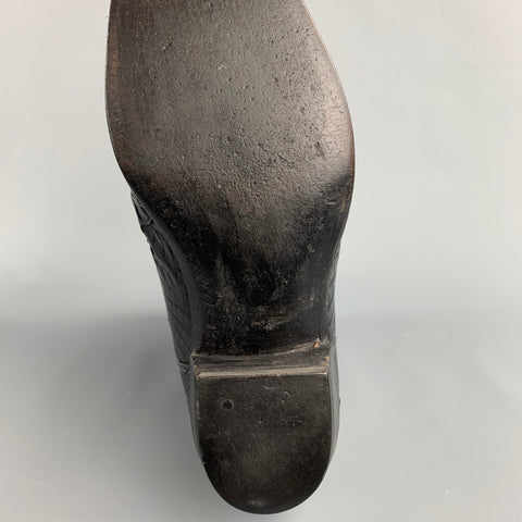 AMMONS Taille 9,5 Bottes de cowboy à enfiler en alligator noir à dos de corne noir