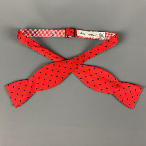 EDWARD ARMAH Red Blue Houndstooth Silk Bow Tie