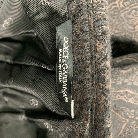 DOLCE & GABBANA Size 38 Black Brown Jacquard Wool Peak Lapel Sport Coat