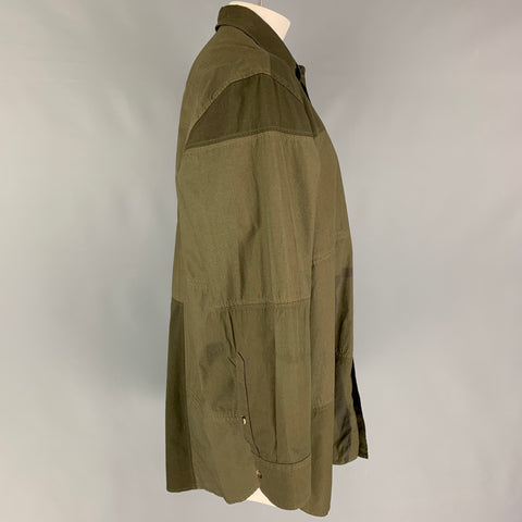 J.W.ANDERSON Size M Olive Patchwork Cotton Oversized Long Sleeve Shirt