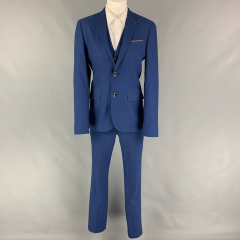 TED BAKER Size 34 Blue Dots Polyester Blend Notch Lapel Suit